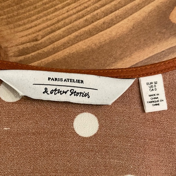 & Other Stories Paris Atelier Rust Orange Polka Dot Faux Wrap Dress 0 - Picture 10 of 13